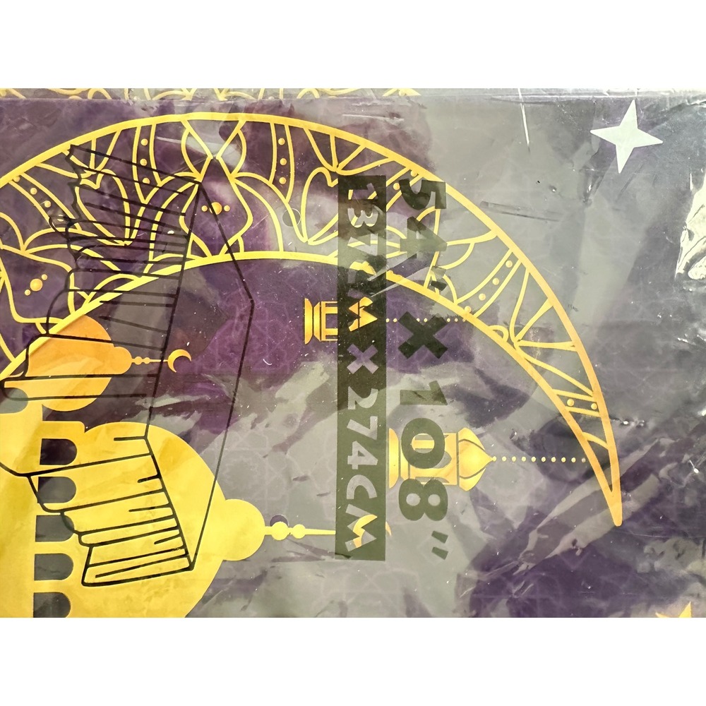 Ramadan Mubarak Tablecloth Purple‎ Gold Crescent Moon Lantern Party Decor 54x108